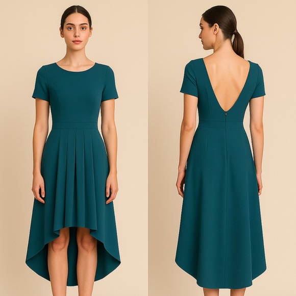 Elegant Teal High-Low Dress - Picture 1 of 5